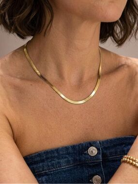 2.5MM Dainty Gold  Snake Chain Necklace 18k Gold Plated Chain Layering